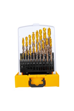Набор сверл по металлу, 1-10 мм, Р6М5К8-TiN, Golden Tip, 19 шт Denzel