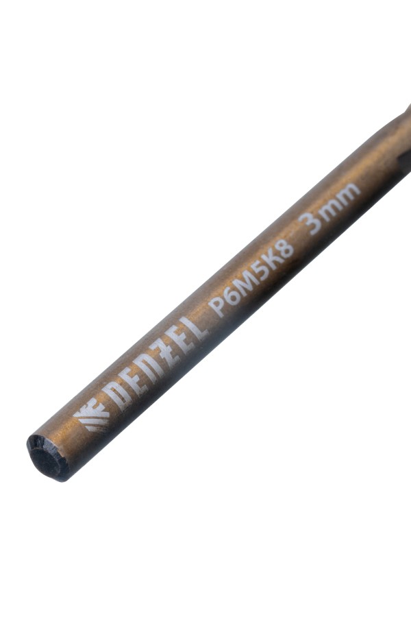 Набор сверл по металлу, 1-10 мм, Р6М5К8-TiN, Golden Tip, 19 шт Denzel