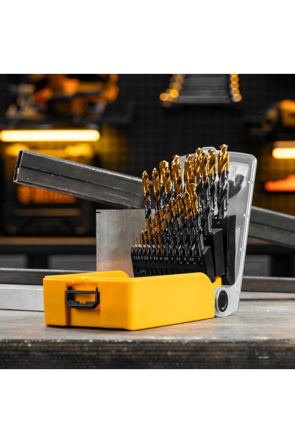 Набор сверл по металлу, 1-13 мм, Р6М5К8-TiN, Golden Tip, 25 шт Denzel