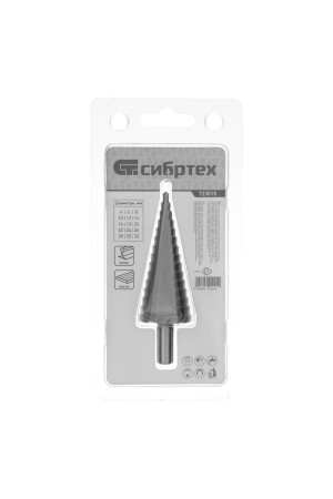 Сверло ступенчатое по металлу, 4-6-8-10-12-14-16-18-20-22-24-26-28-30-32 мм, 4241 Сибртех