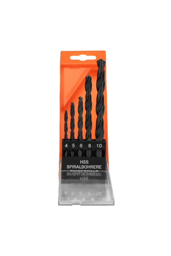 Набор сверл по металлу, 4-5-6-8-10 мм, HSS, 5 шт, пластиковый бокс, цилиндрический хвостовик Sparta