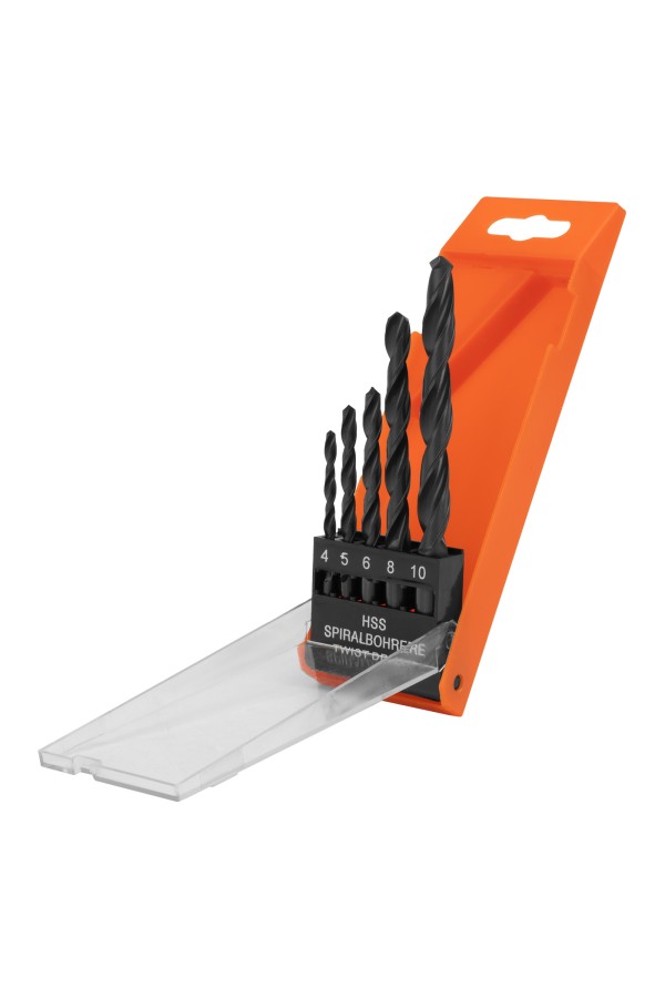Набор сверл по металлу, 4-5-6-8-10 мм, HSS, 5 шт, пластиковый бокс, цилиндрический хвостовик Sparta