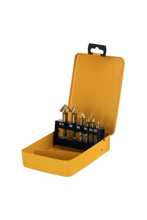 Набор зенковок, HSS, M3-M10, 6 шт, металл. кейс // Denzel