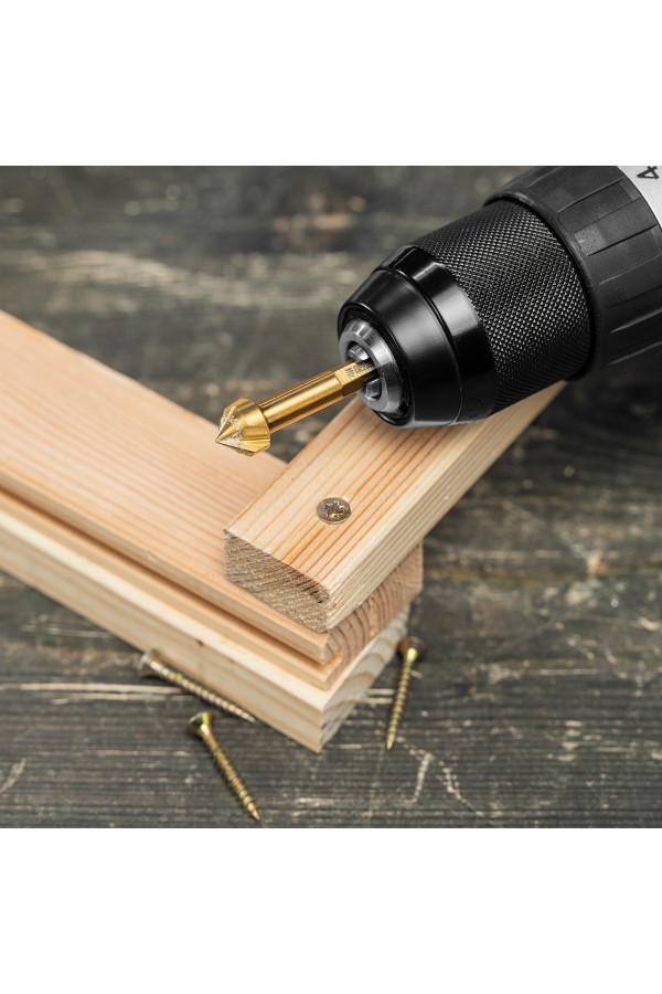 Набор зенковок, HSS, M3-M10, 6 шт, металл. кейс // Denzel