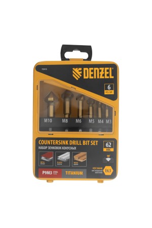 Набор зенковок, HSS, M3-M10, 6 шт, металл. кейс // Denzel