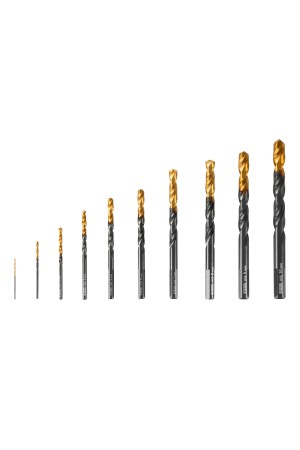 Набор сверл по металлу, 1-10 мм, HSS-Tin, Golden Tip, 10 шт Denzel