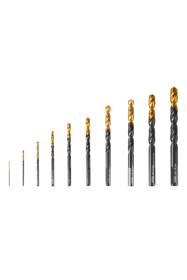 Набор сверл по металлу, 1-10 мм, HSS-Tin, Golden Tip, 10 шт Denzel