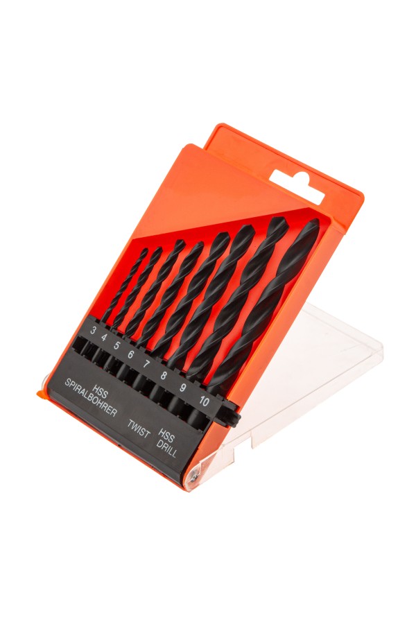 Набор сверл по металлу, 3-10 мм, (через 1 мм) HSS 8 шт, цилиндрический хвостовик Sparta