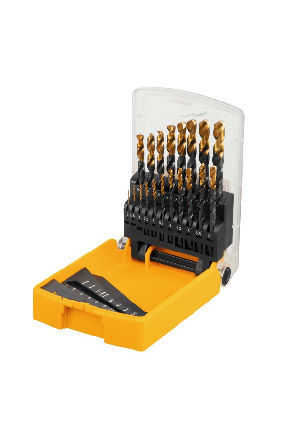 Набор сверл по металлу, 1-10 мм, HSS-Tin, Golden Tip, 19 шт Denzel