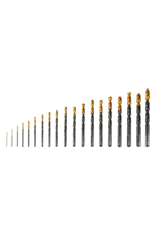 Набор сверл по металлу, 1-10 мм, HSS-Tin, Golden Tip, 19 шт Denzel