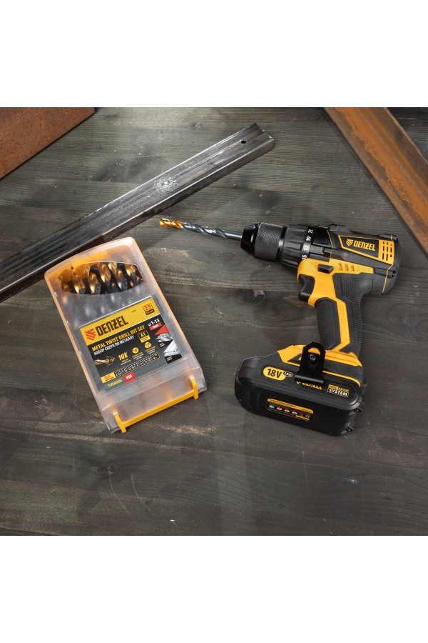 Набор сверл по металлу, 1-13 мм, HSS-Tin, Golden Tip, 25 шт Denzel