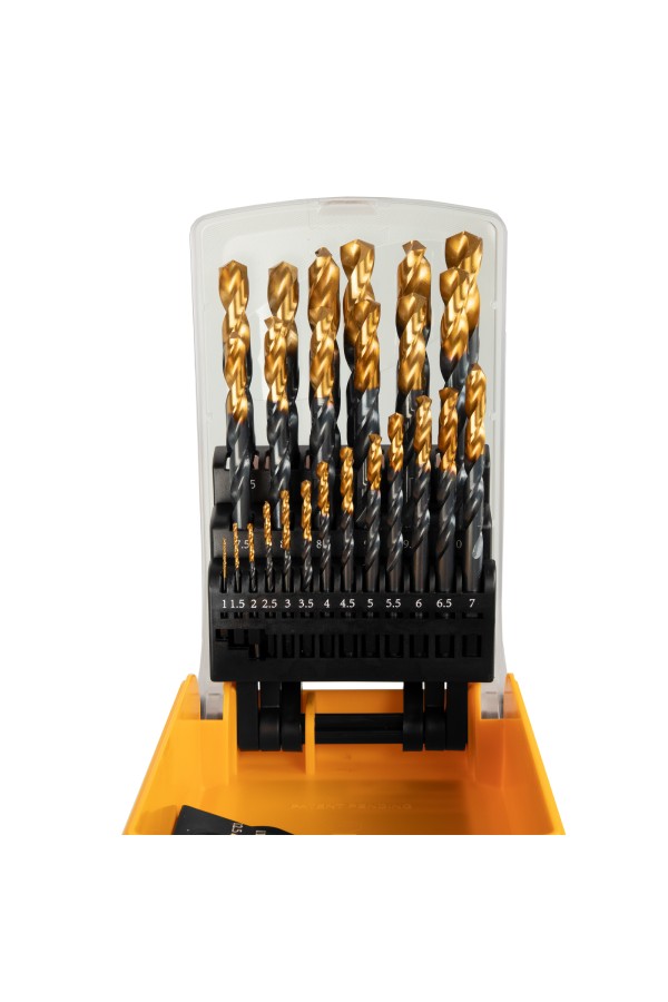 Набор сверл по металлу, 1-13 мм, HSS-Tin, Golden Tip, 25 шт Denzel