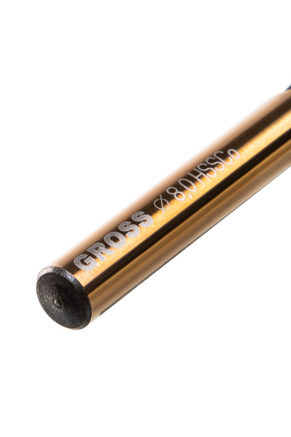 Сверло спиральное по металлу, 8 мм, HSS-Co Gross