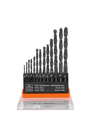Набор сверл по металлу, 2-8 мм, (через 0.5 мм), HSS, 13 шт, цилиндрический хвостовик Sparta