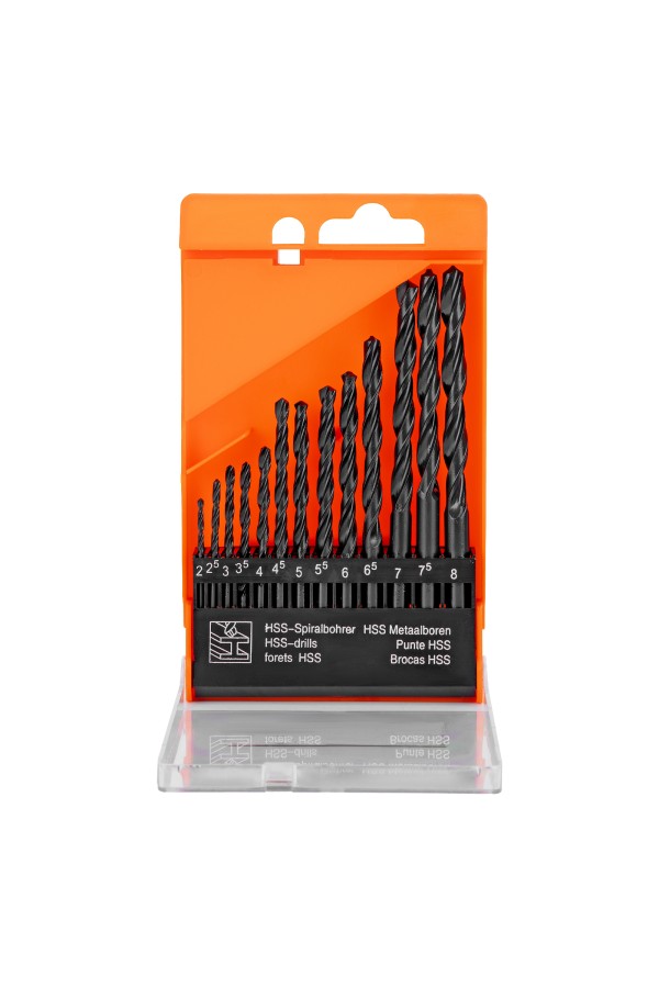 Набор сверл по металлу, 2-8 мм, (через 0.5 мм) HSS 13 шт, цилиндрический хвостовик Sparta