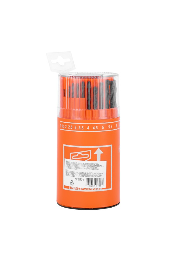 Набор сверл по металлу, 1-10 мм, (через 0.5 мм) HSS 19 шт, в стакане, цилиндрический хвостовик Sparta