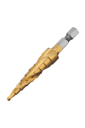 Сверло ступенчатое 4-5-6-7-8-9-10-11-12 мм, HSS, спиральный профиль, шестигранный хвостовик Matrix