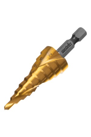 Сверло ступенчатое, 4-6-8-10-12-14-16-18-20 мм, HSS, спиральный профиль, шестигранный хвостовик Matrix