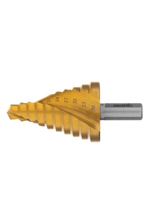 Сверло ступенчатое, 9-12-15-18-21-24-27-30-33-36 мм, HSS, спиральный профиль, трехгранный хвостовик Matrix