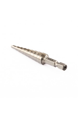 Сверло ступенчатое по металлу 4-5-6-7-8-9-10-11-12 мм, Р6М5, шестигранный хвостовик Барс