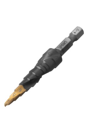 Сверло ступенчатое 4-5-6-7-8-9-10-11-12 мм, Р6М5, 6-гр. хвостовик Denzel