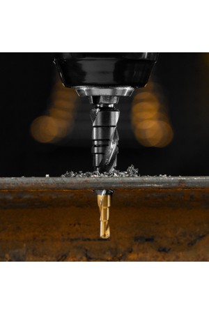 Сверло ступенчатое 4-5-6-7-8-9-10-11-12 мм, Р6М5, 6-гр. хвостовик Denzel