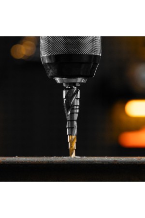 Сверло ступенчатое 4-5-6-7-8-9-10-11-12 мм, Р6М5, 6-гр. хвостовик Denzel