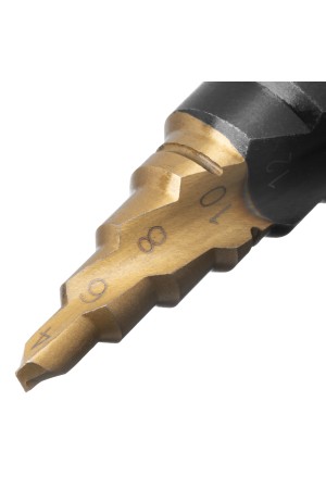 Сверло ступенчатое 4-6-8-10-12-14-16-18-20 мм, Р6М5, 6-гр. хвостовик Denzel