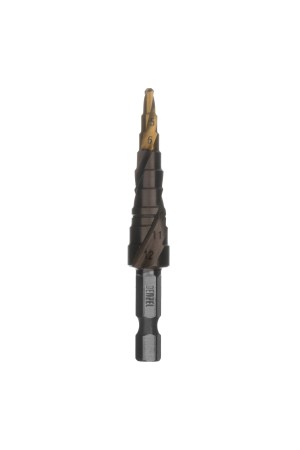 Сверло ступенчатое 4-5-6-7-8-9-10-11-12 мм, Р6М5К5, 6-гр. хвостовик Denzel
