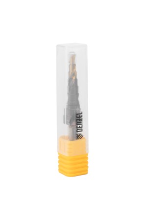 Сверло ступенчатое 4-5-6-7-8-9-10-11-12 мм, Р6М5К5, 6-гр. хвостовик Denzel