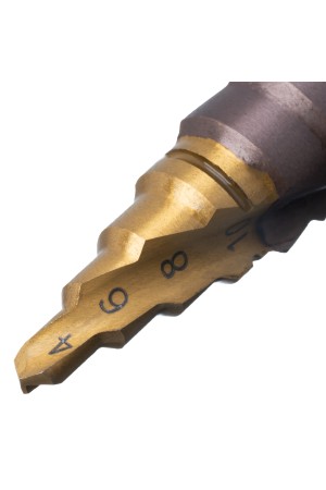 Сверло ступенчатое 4-6-8-10-12-14-16-18-20 мм, Р6М5К5, 6-гр. хвостовик Denzel