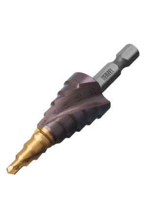 Сверло ступенчатое 4-6-8-10-12-14-16-18-20 мм, Р6М5К5, 6-гр. хвостовик Denzel