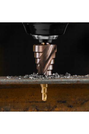 Сверло ступенчатое 4-6-8-10-12-14-16-18-20 мм, Р6М5К5, 6-гр. хвостовик Denzel