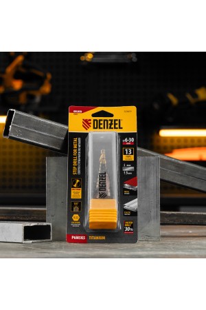 Сверло ступенчатое, 6-8-10-12-14-16-18-20-22-24-26-28-30мм, Р6М5К5, 6-гр. хвостовик Denzel