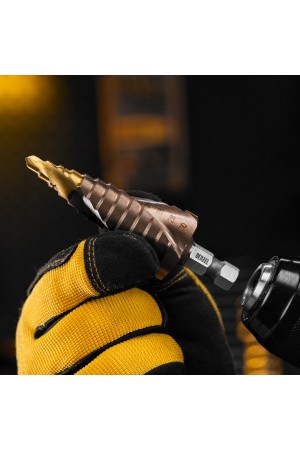 Сверло ступенчатое, 6-8-10-12-14-16-18-20-22-24-26-28-30мм, Р6М5К5, 6-гр. хвостовик Denzel