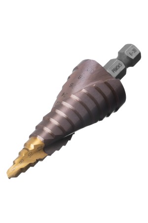 Сверло ступенчатое, 6-8-10-12-14-16-18-20-22-24-26-28-30мм, Р6М5К5, 6-гр. хвостовик Denzel