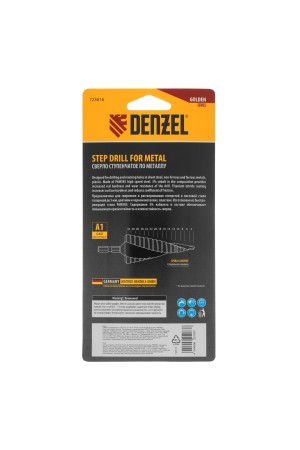 Сверло ступенчатое, 4-6-8-10-12-14-16-18-20-22-24-26-28-30-32 мм, Р6М5К5, 6-гр. хвостовик Denzel
