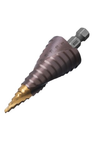 Сверло ступенчатое, 4-6-8-10-12-14-16-18-20-22-24-26-28-30-32 мм, Р6М5К5, 6-гр. хвостовик Denzel