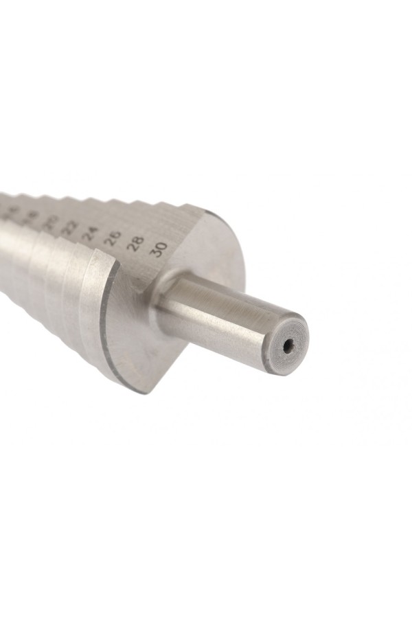 Сверло ступенчатое, 6-8-10-12-14-16-18-20-22-24-26-28-30 мм, Р6М5, трехгранный хвостовик Барс