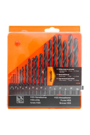 Набор сверл по металлу, 1-10 мм, (через 0.5 мм), HSS, 19 шт, пластиковый бокс, цилиндрический хвостовиковик Sparta