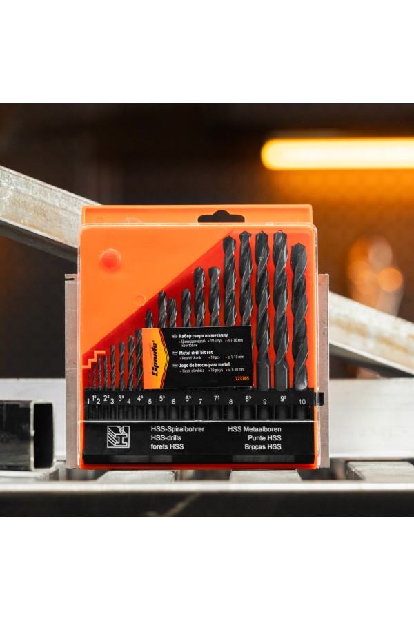 Набор сверл по металлу, 1-10 мм, (через 0.5 мм) HSS 19 шт, пластиковый бокс, цилиндрический хвостовиковик Sparta