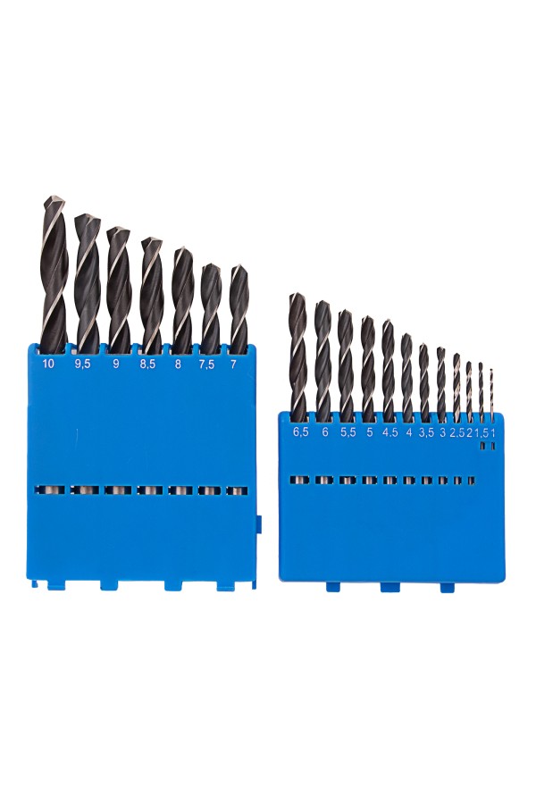Набор сверл по металлу, 1-10 мм (через 0.5 мм) 19 шт, Р6М5, прокат, цилиндрический хвостовик Барс