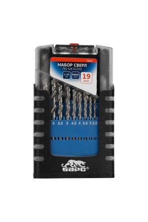 Набор сверл по металлу, 1-10 мм (через 0.5 мм), 19 шт, Р6М5, вышлиф, цилиндрический хвостовик Барс