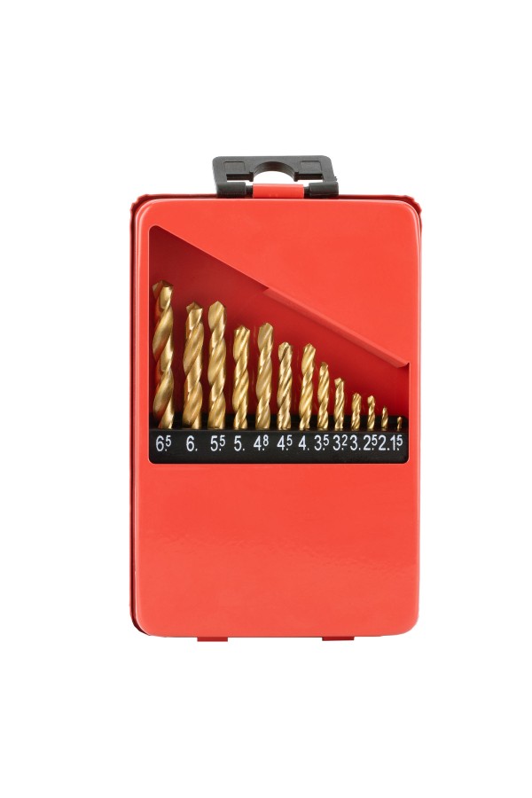 Набор нитридтитан. сверл по металлу, 1.5-6.5 мм (через 0.5 мм+3.2мм 4.8 мм) НSS 13 шт Matrix