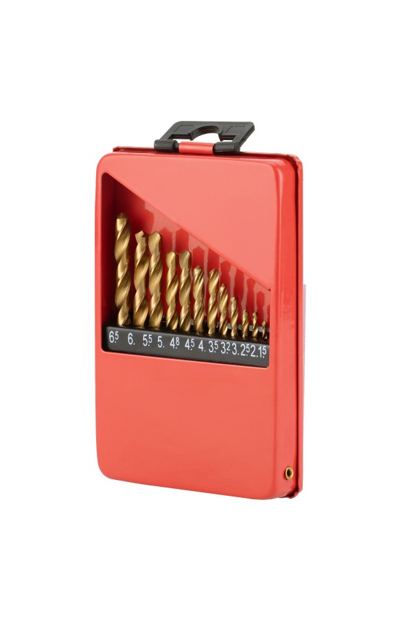 Набор нитридтитан. сверл по металлу, 1.5-6.5 мм (через 0.5 мм+3.2мм 4.8 мм) НSS 13 шт Matrix