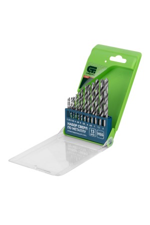 Набор сверл по металлу, 2-8 мм, (через 0.5 мм), HSS, 13 шт, пластиковая коробка, цилиндрический хвостовик Сибртех