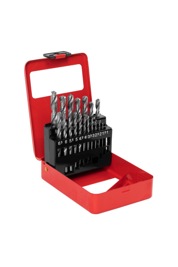 Набор сверл по металлу, 1-10 мм (через 0.5 мм) HSS 19 шт, металлическая коробка, цилиндрический хвостовик Matrix