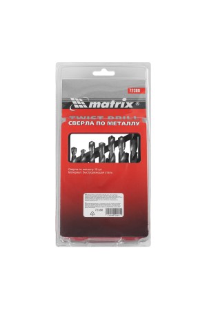 Набор сверл по металлу, 1-10 мм (через 0.5 мм), HSS, 19 шт, металлическая коробка, цилиндрический хвостовик Matrix
