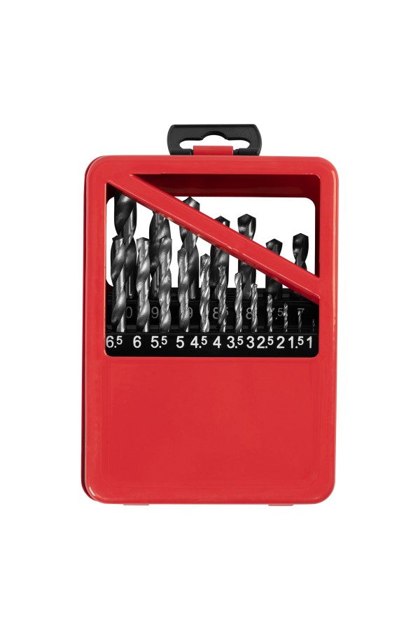 Набор сверл по металлу, 1-10 мм (через 0.5 мм) HSS 19 шт, металлическая коробка, цилиндрический хвостовик Matrix
