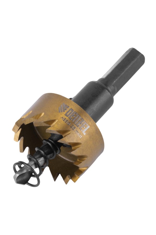 Коронка по металлу HSS, 28 мм, нитридтитановое покрытие Denzel